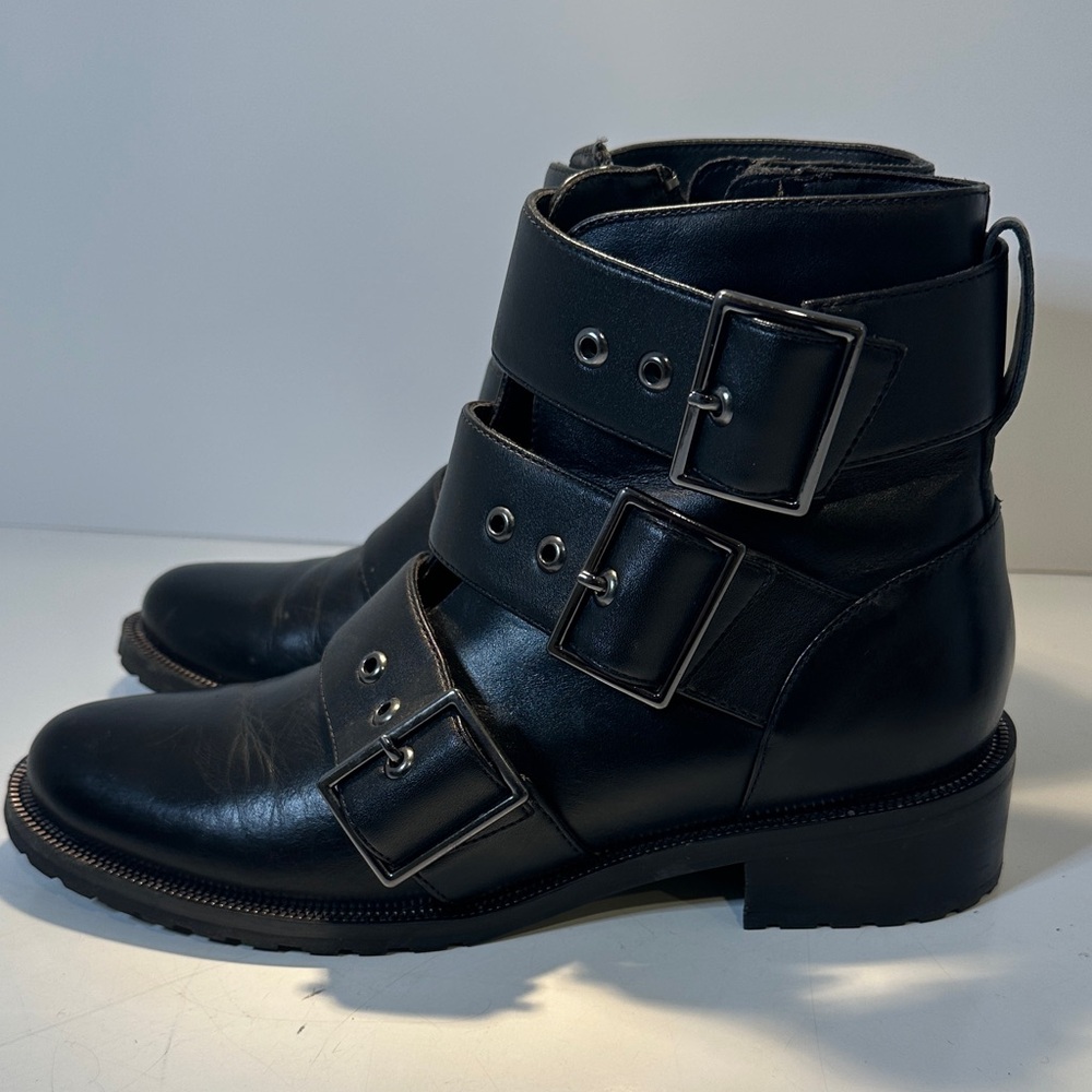 Blondo Black Leather Moto Boots with Buckles - Picture 6 of 7